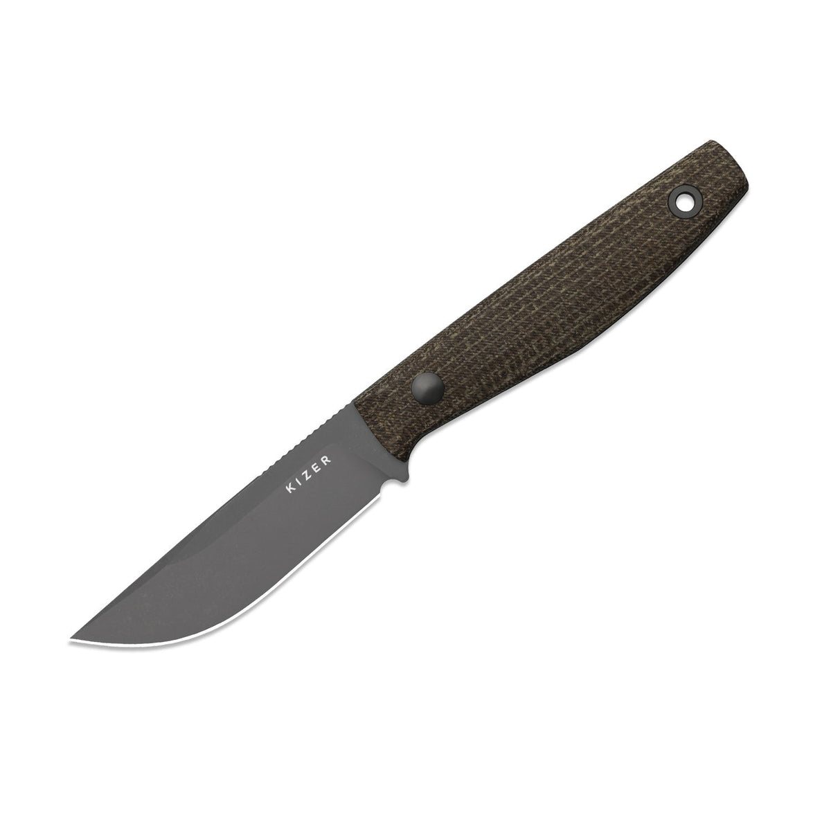Dingo | Modified Drop Point | AEB-L | Micarta | Gray PVD Coating & Stonewashed | KizerV™ 1121A1