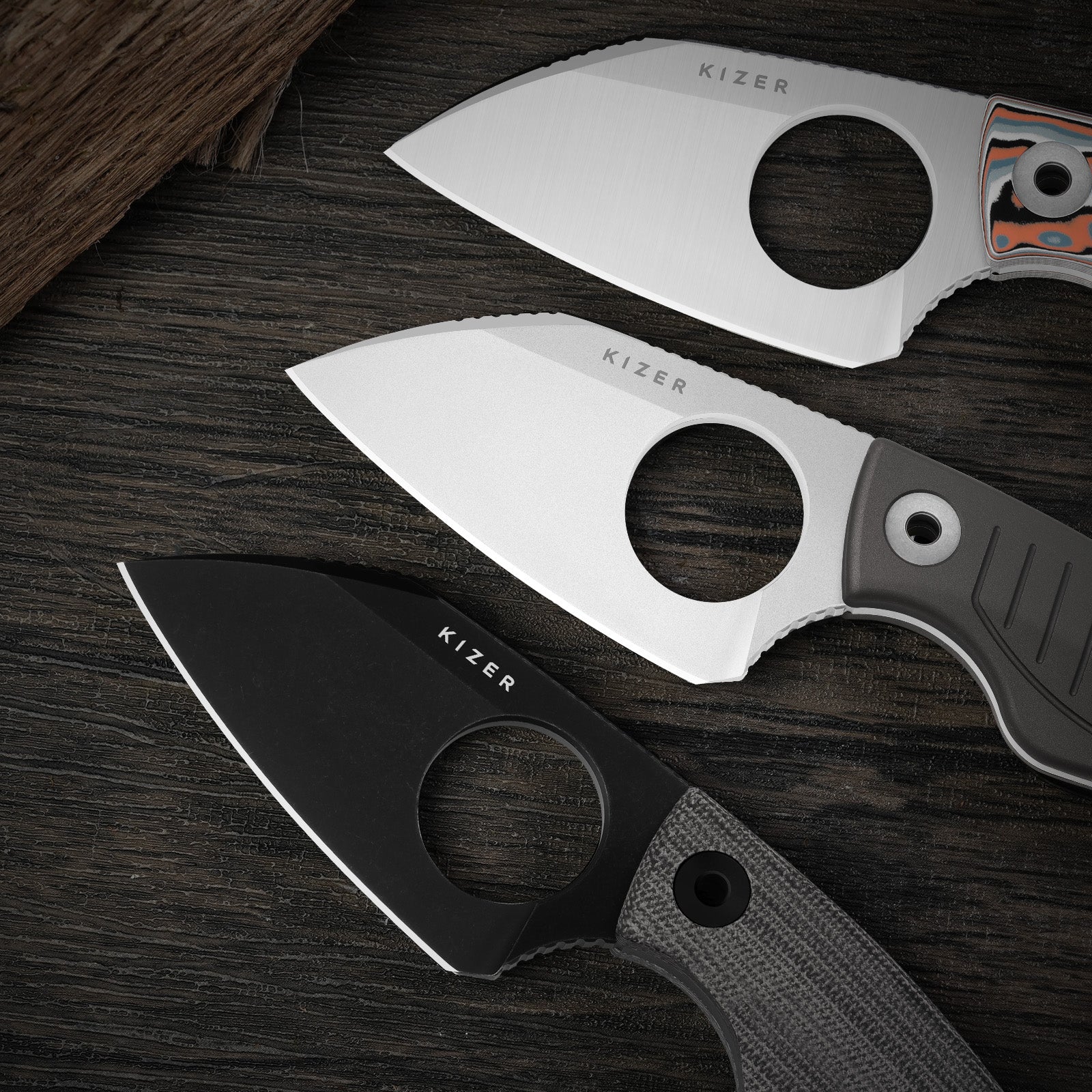 Nightjar | Japan AICHI AUS-10 Steel | Sheepfoot Fixed Blade | Aluminum | KizerV™ 1114A2