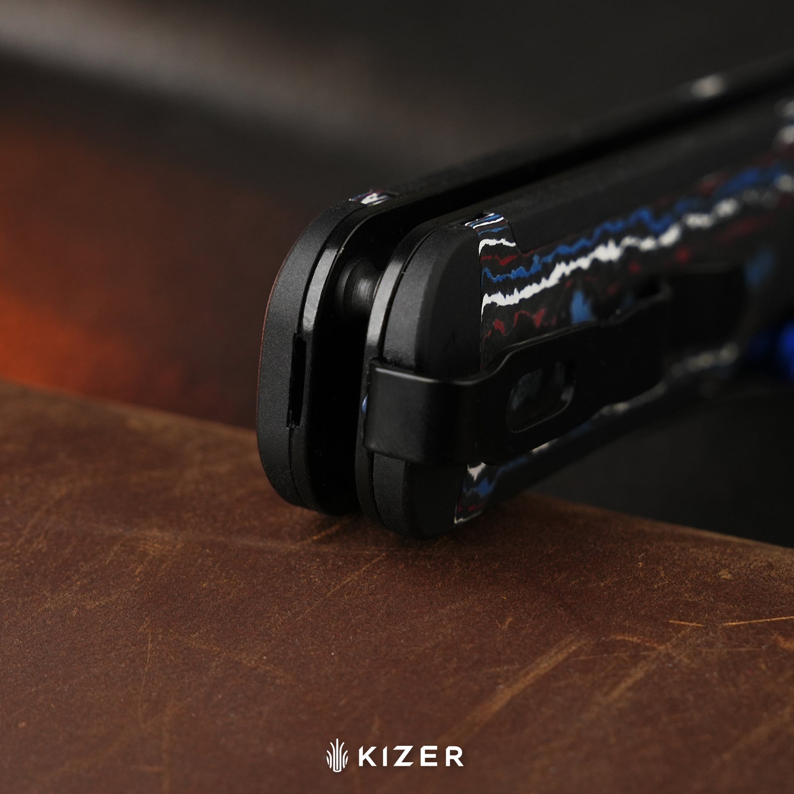 Militaw 315 KwikSwap™ | Kizer Clutch Lock™ | Elmax + Satin | Aluminum & Shipwreck CamoCarbon | KizerB™ 3634.31CDA2