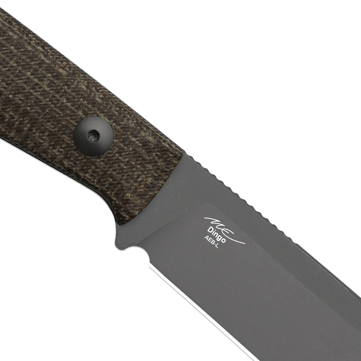 Dingo | Modified Drop Point | AEB-L | Micarta | Gray PVD Coating & Stonewashed | KizerV™ 1121A1