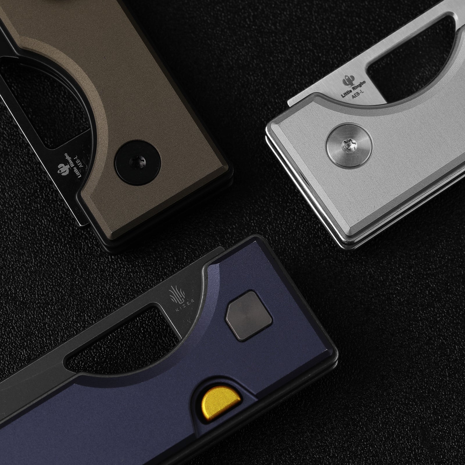 Little Ringbo | Kizer Button Liner Lock™ | Aluminum | AEB-L PVD Coating & Stonewashed | KizerV™ 3708A2