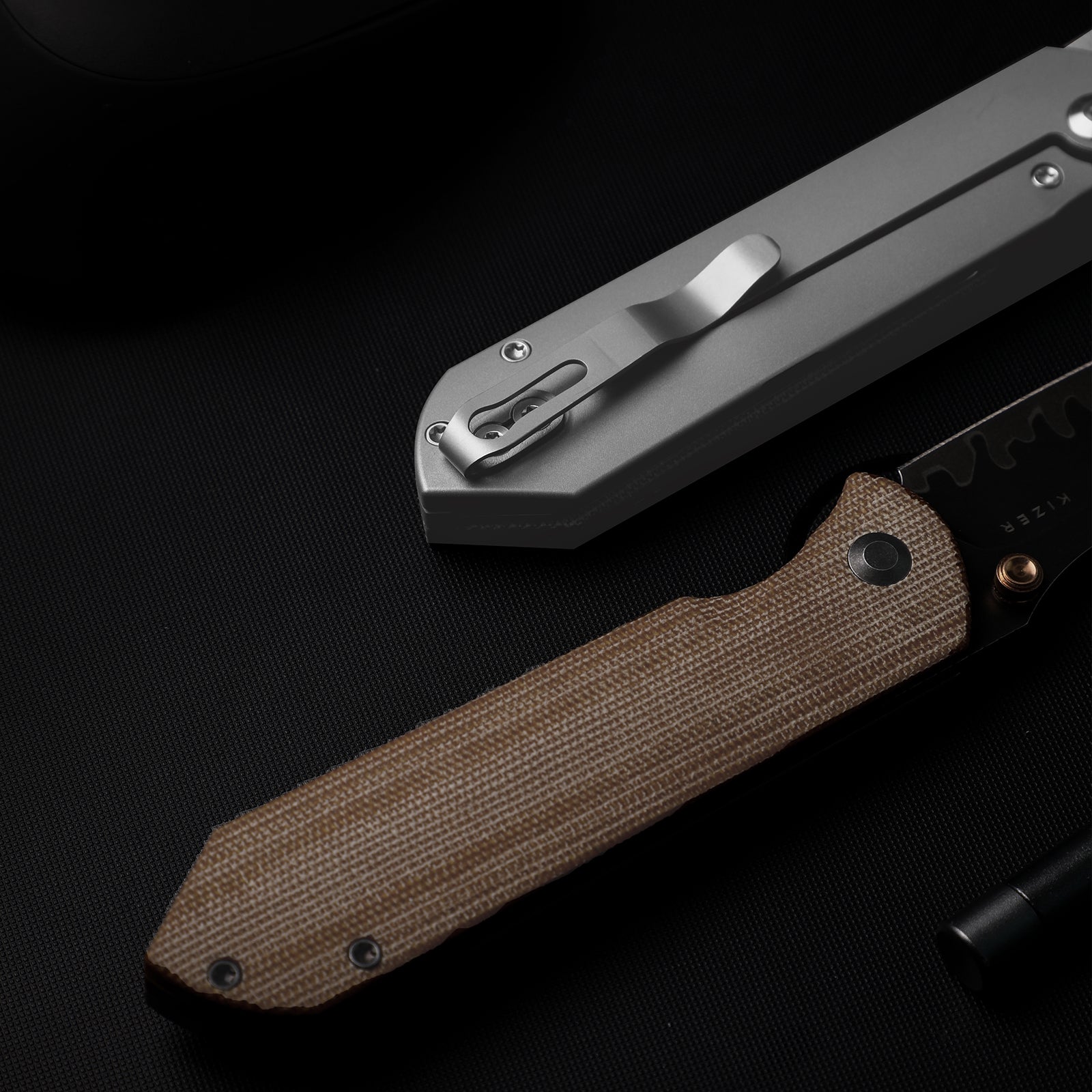HARPOON FOLD | Elmax + Hollow Grind + Matte DLC Ultra | FRAME LOCK | Titanium | KizerB™ 4784A3