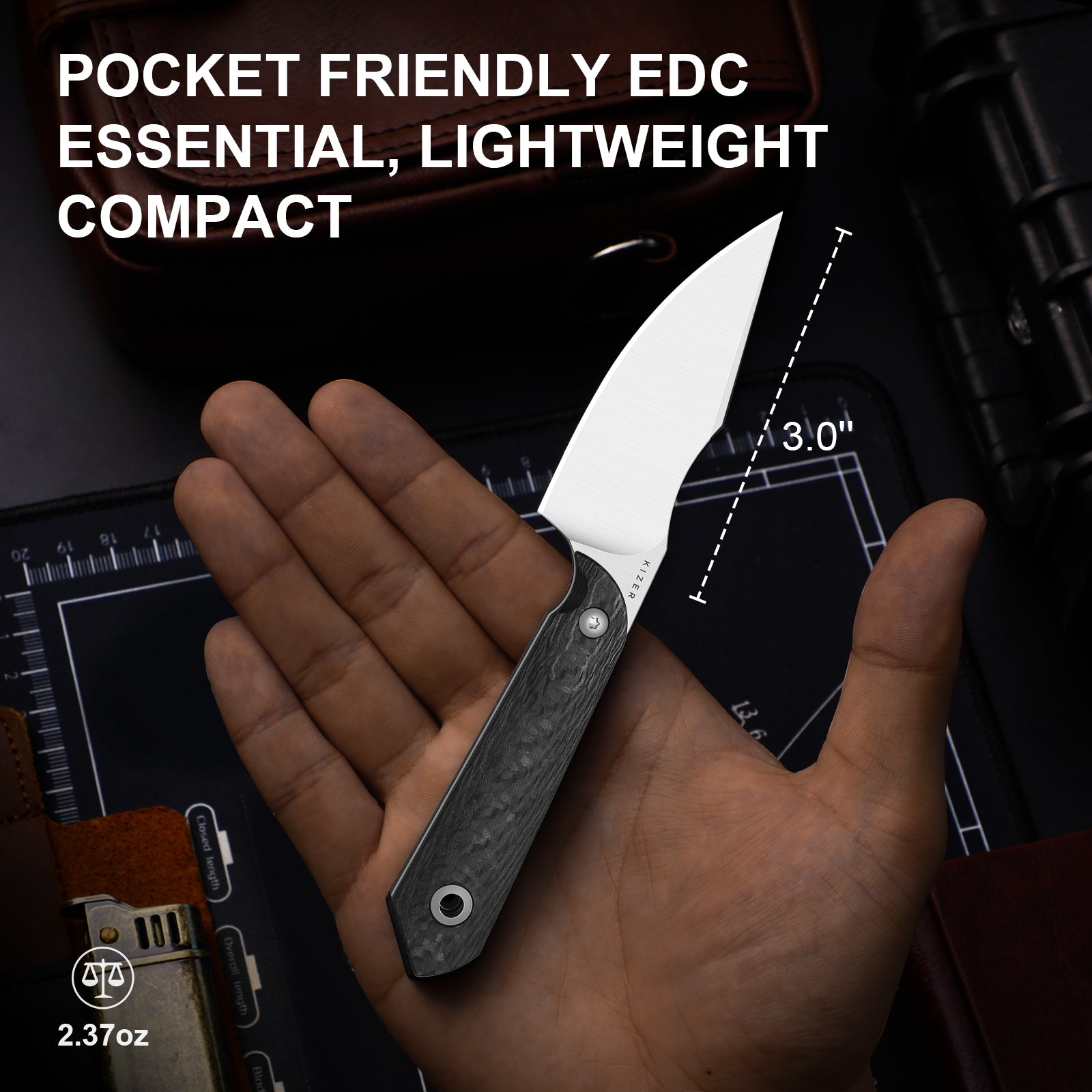 Mini Harpoon | M390 | Carbon Fiber | KizerB™ 1040S8