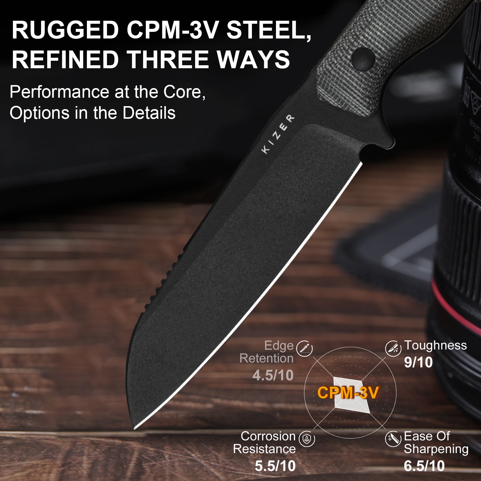 Begleiter® Fix | 3V+Hollow Grind | Micarta | Hollow Grind | KizerV™ 1045MS1