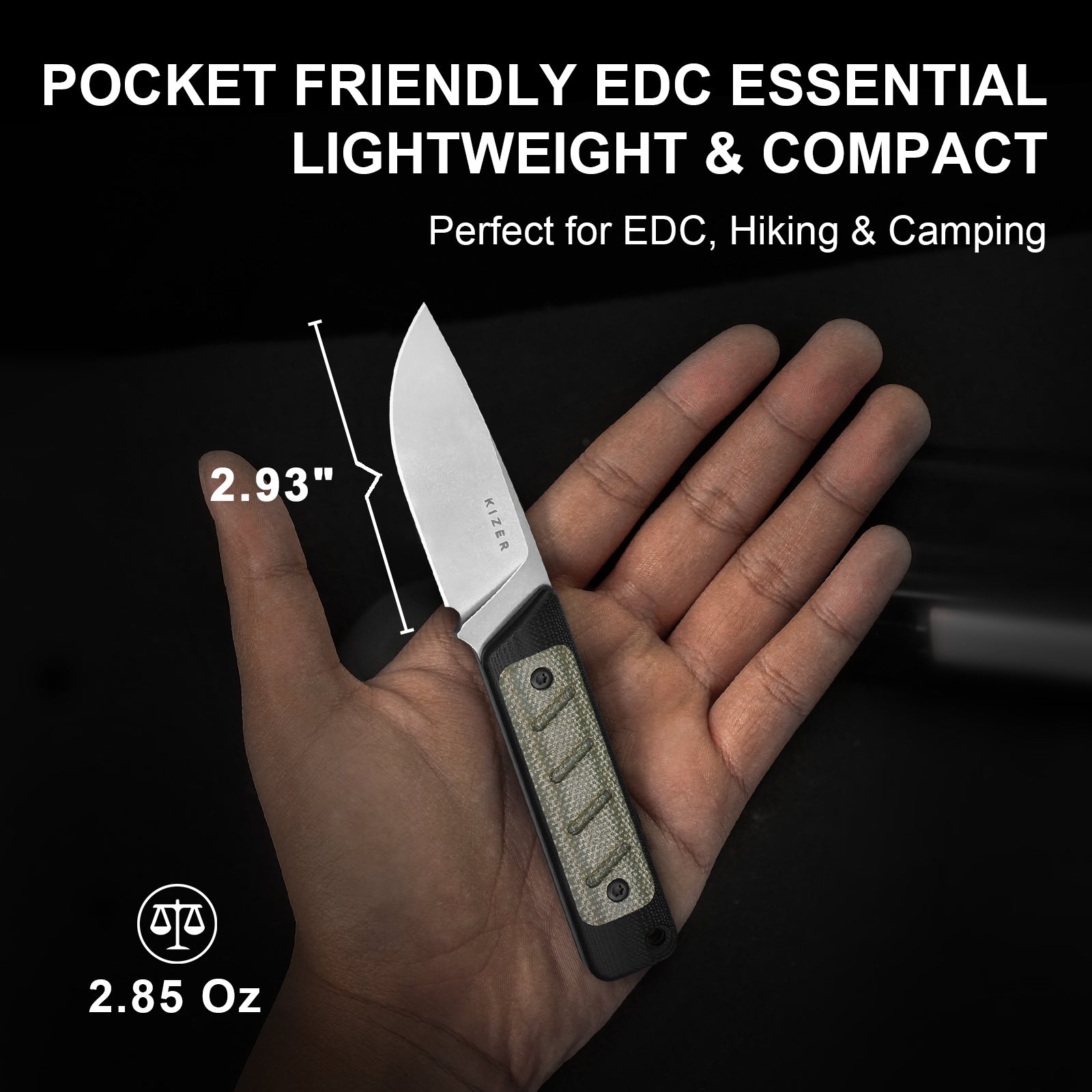 Smolt | 14C28N | Black G10 & Micarta | KizerV™ 1063A6