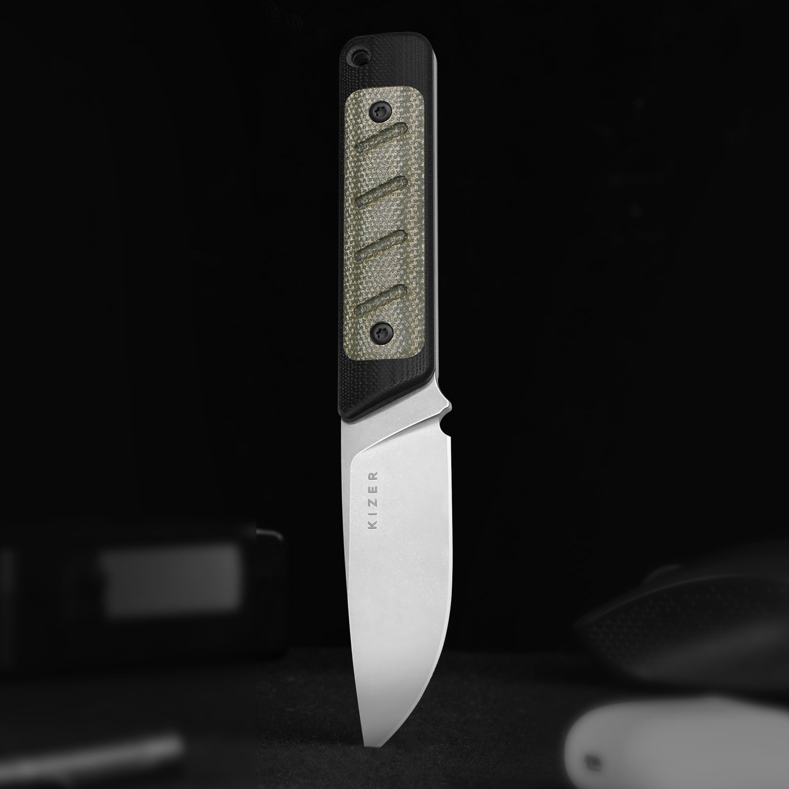 Smolt | 14C28N | Black G10 & Micarta | KizerV™ 1063A6