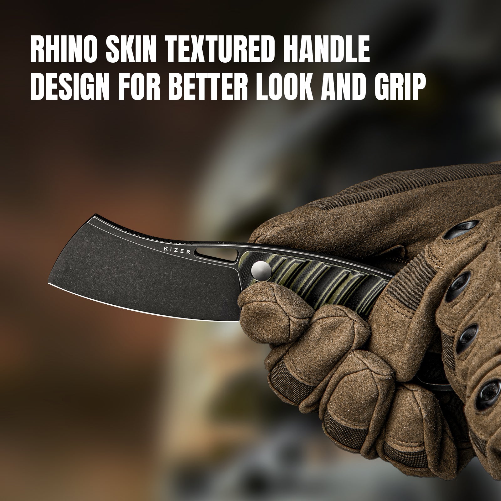 Little Rhino | D2 | G10 (Olive Green & Black) | KizerV™ 1065A3