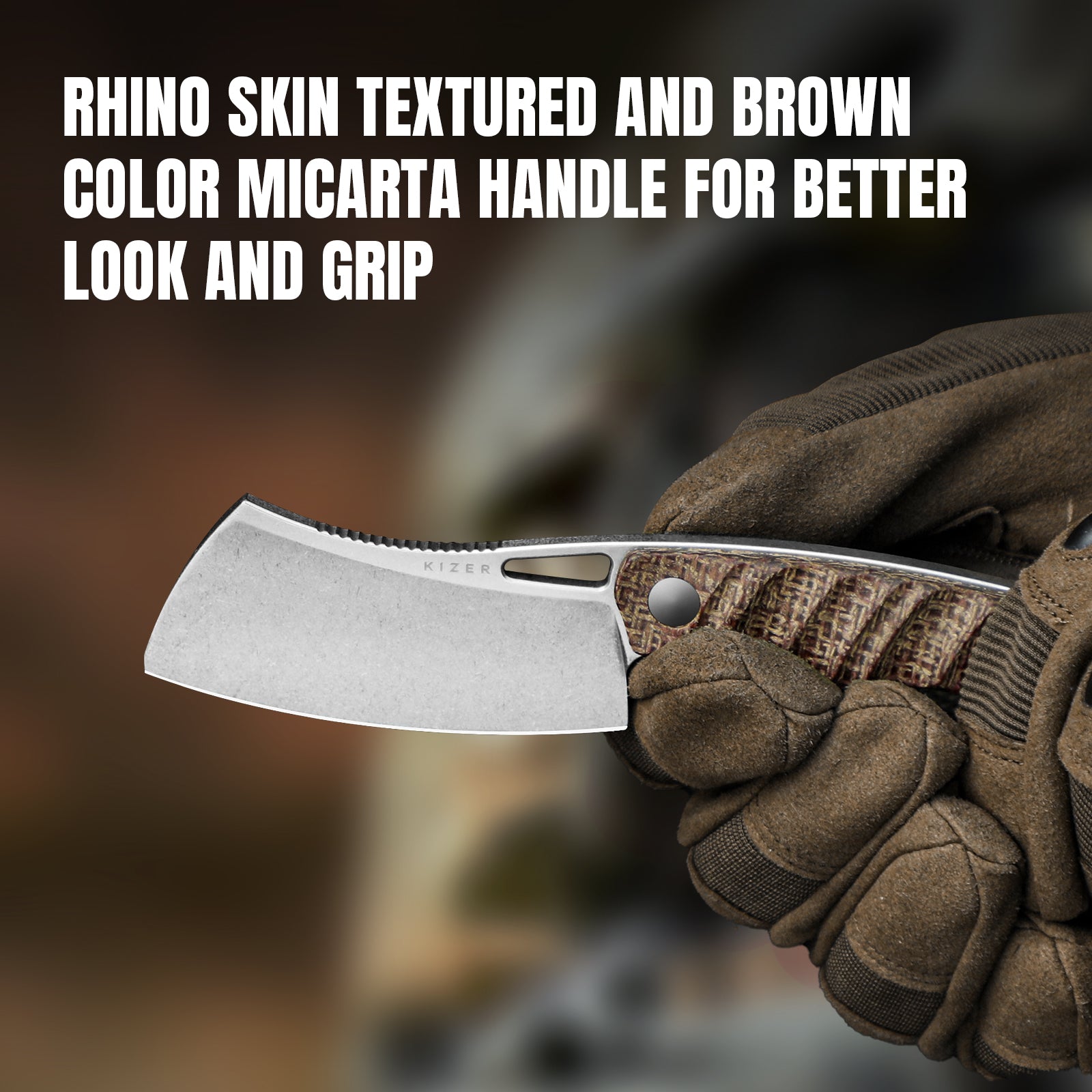 Little Rhino | AEB-L | Burlap Micarta | KizerV™ 1065A4