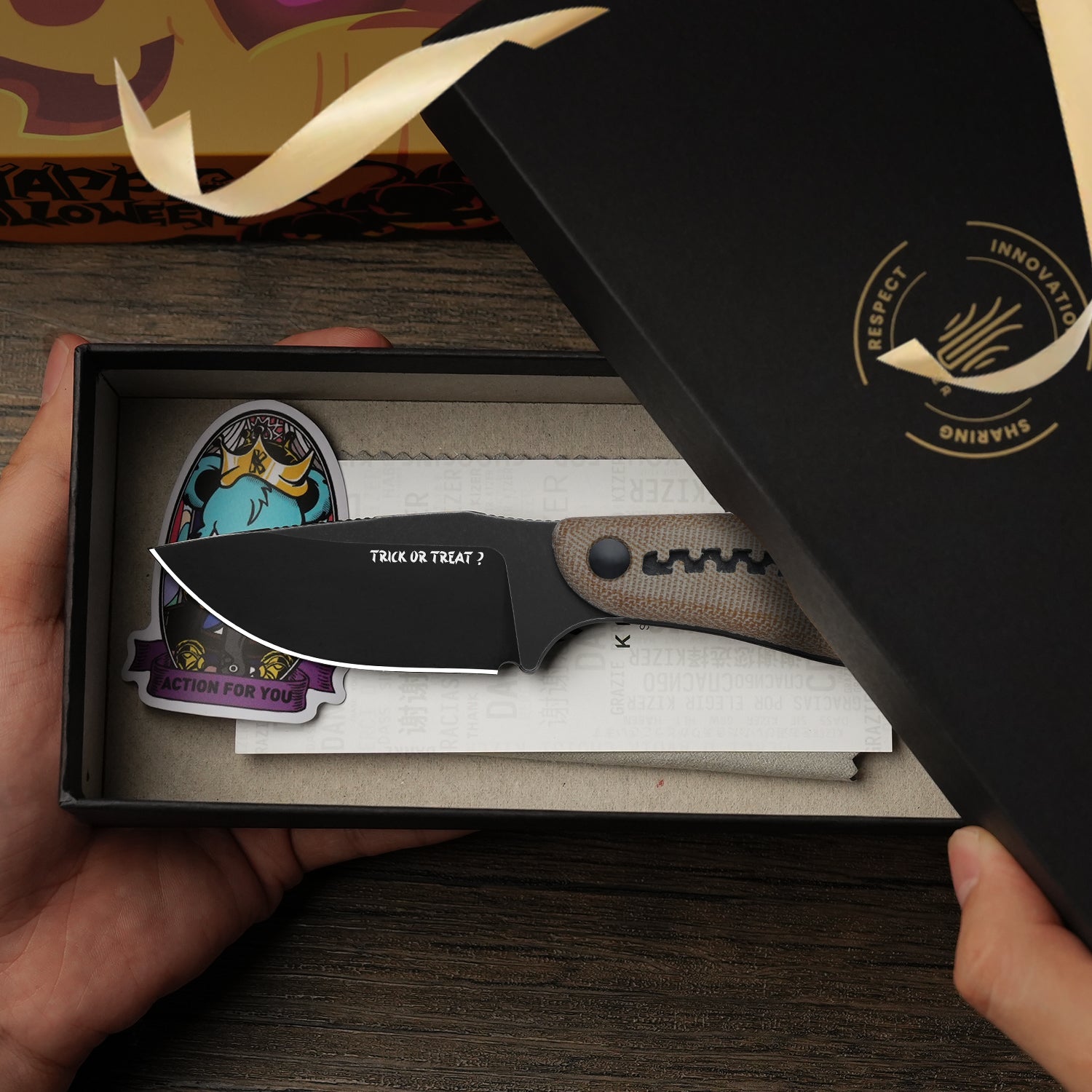 Halloween | Hare | D2 | Micarta & G10 | KizerV™ 1077HW1 | Limited