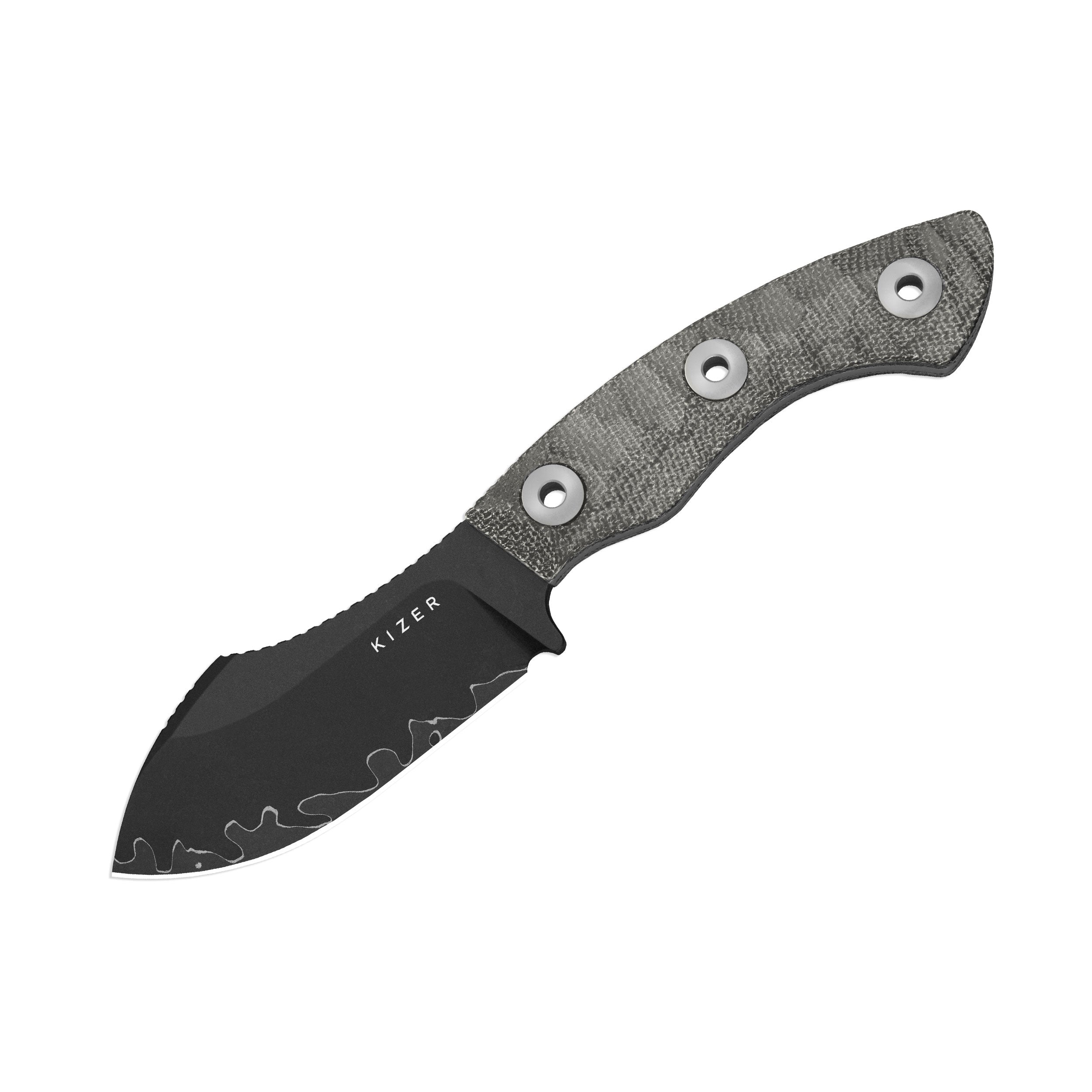 Rook | 3-layer Composite Steel | Norplex UltreX Micarta | Fixed Blade | KizerV™ 1090A2