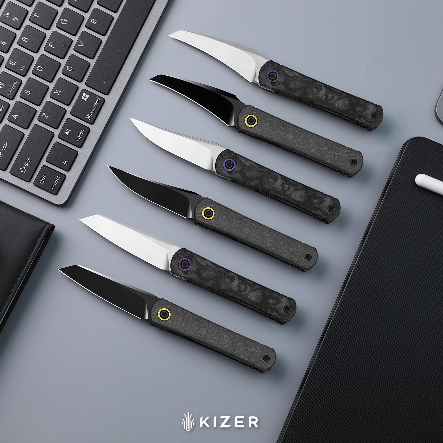 Feist 3 | CPM S90V + Polished DLC Ultra | Titanium (Matte DLC Ultra) & KizerNova™ Quartz | Hawkbill | KizerX™ 3499.3A8
