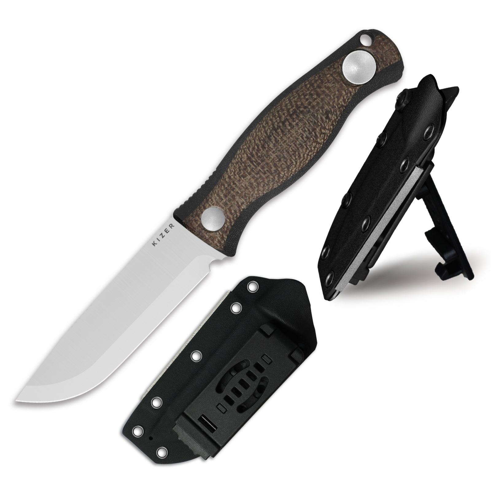 Polaris | AEB-L | Burlap Micarta & G10 | KizerV™ 1100A3