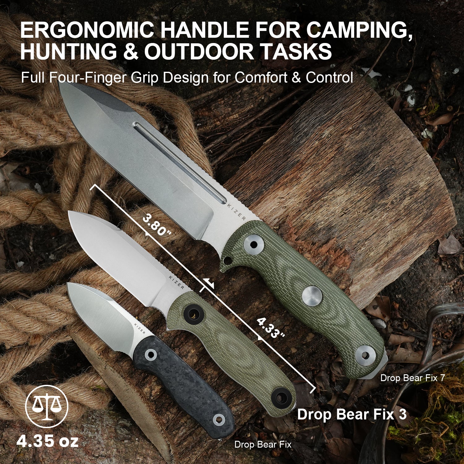 Drop Bear® Fix 3 | 14C28N | Micarta | KizerV™ 1101A2