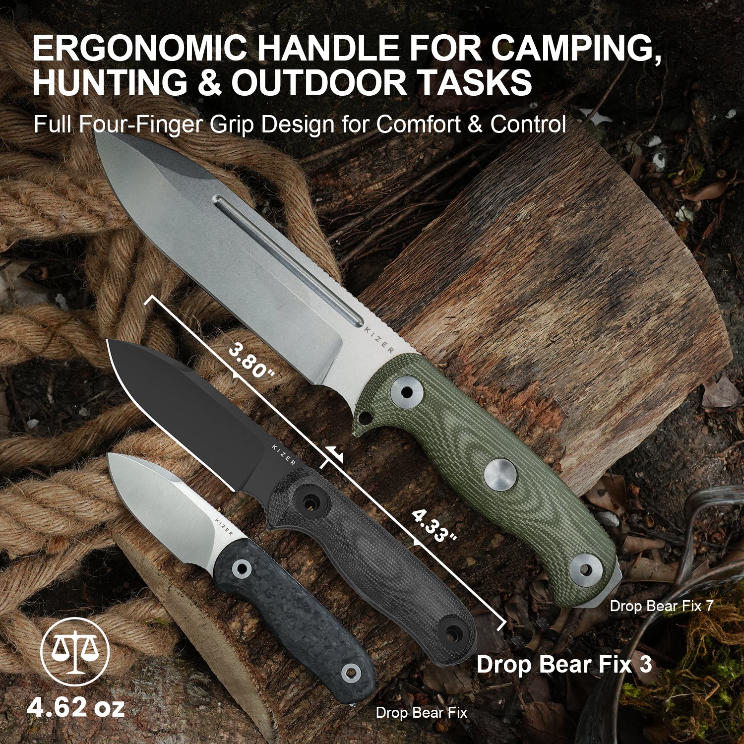 Drop Bear® Fix 3 | 1095 Blade | Micarta | KizerV™ 1101A3