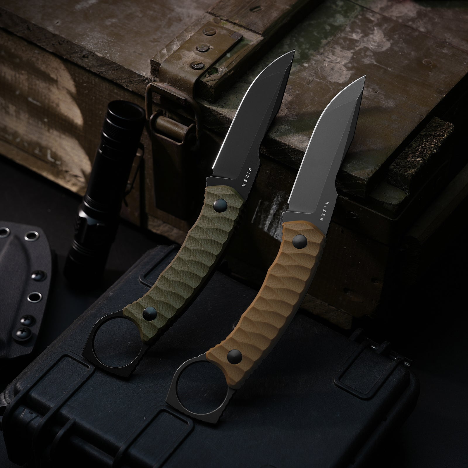Billy Bones | Deep-Grooved G10 Handle|Lightweight Tactical | AEB-L | Fixed Blade | KizerV™ 1115A2