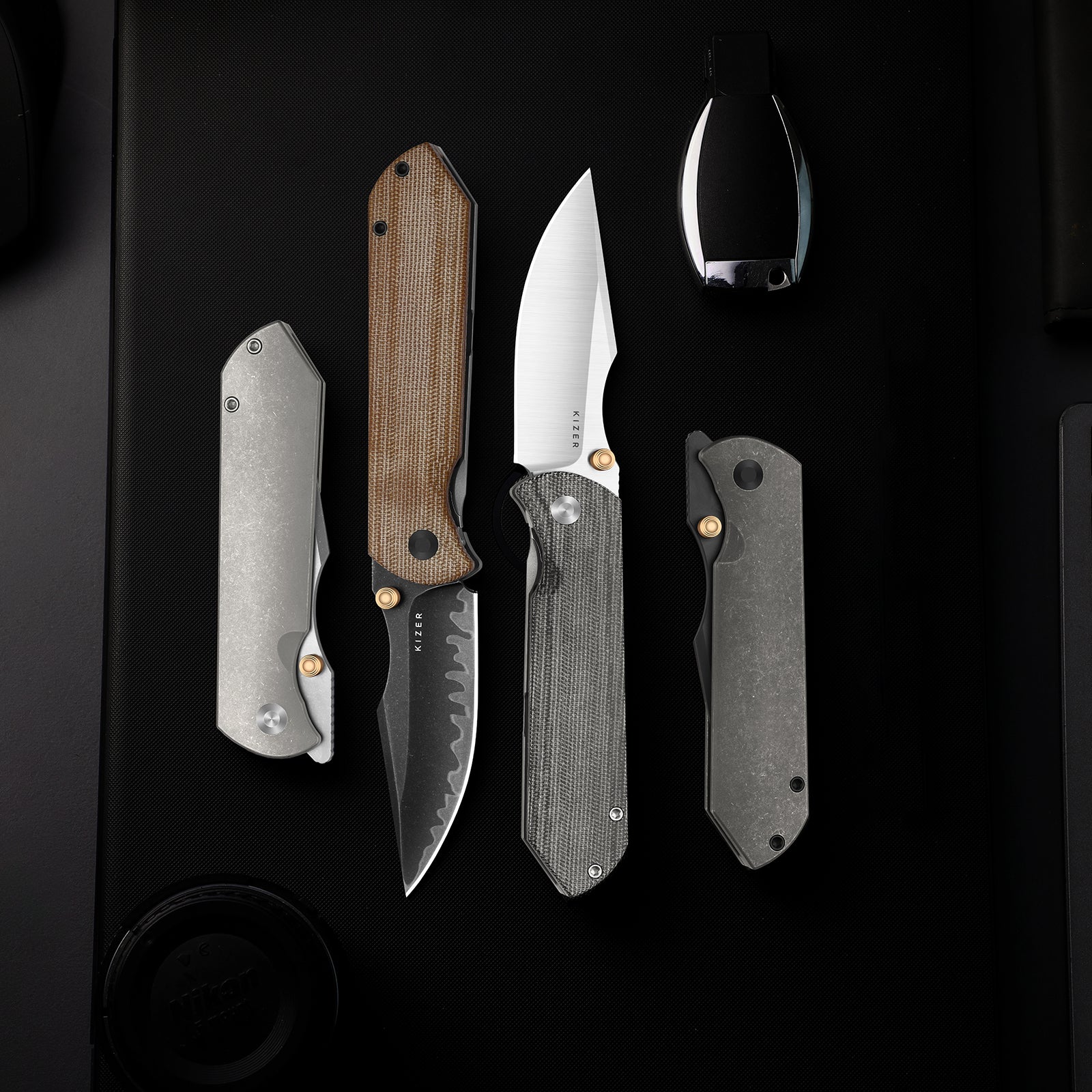 HARPOON FOLD | Elmax + Hollow Grind + Matte DLC Ultra | FRAME LOCK | Titanium | KizerB™ 4784A3