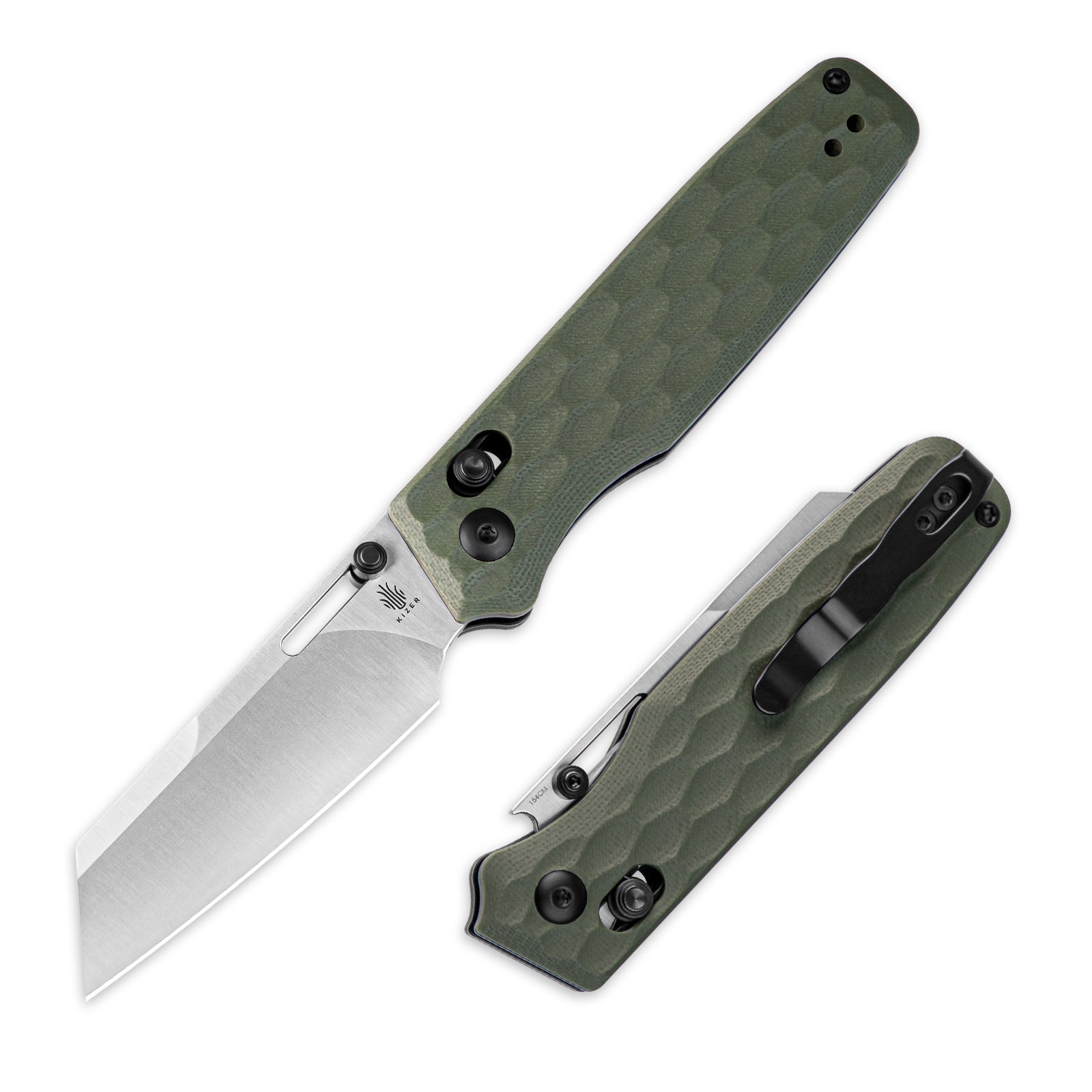 Task | 154CM | Green G10 . 3.04 " Satin | KizerV™ 3641C3