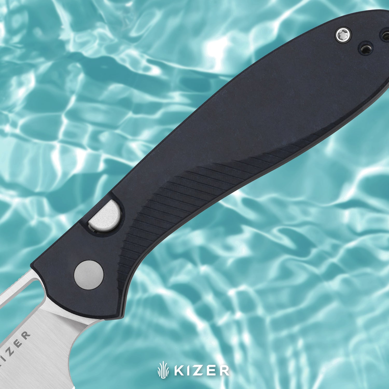 Masu | Kizer Button Liner Lock™ | GID Green G10 | 14C28N | Richlite | KizerV™ 3697A1