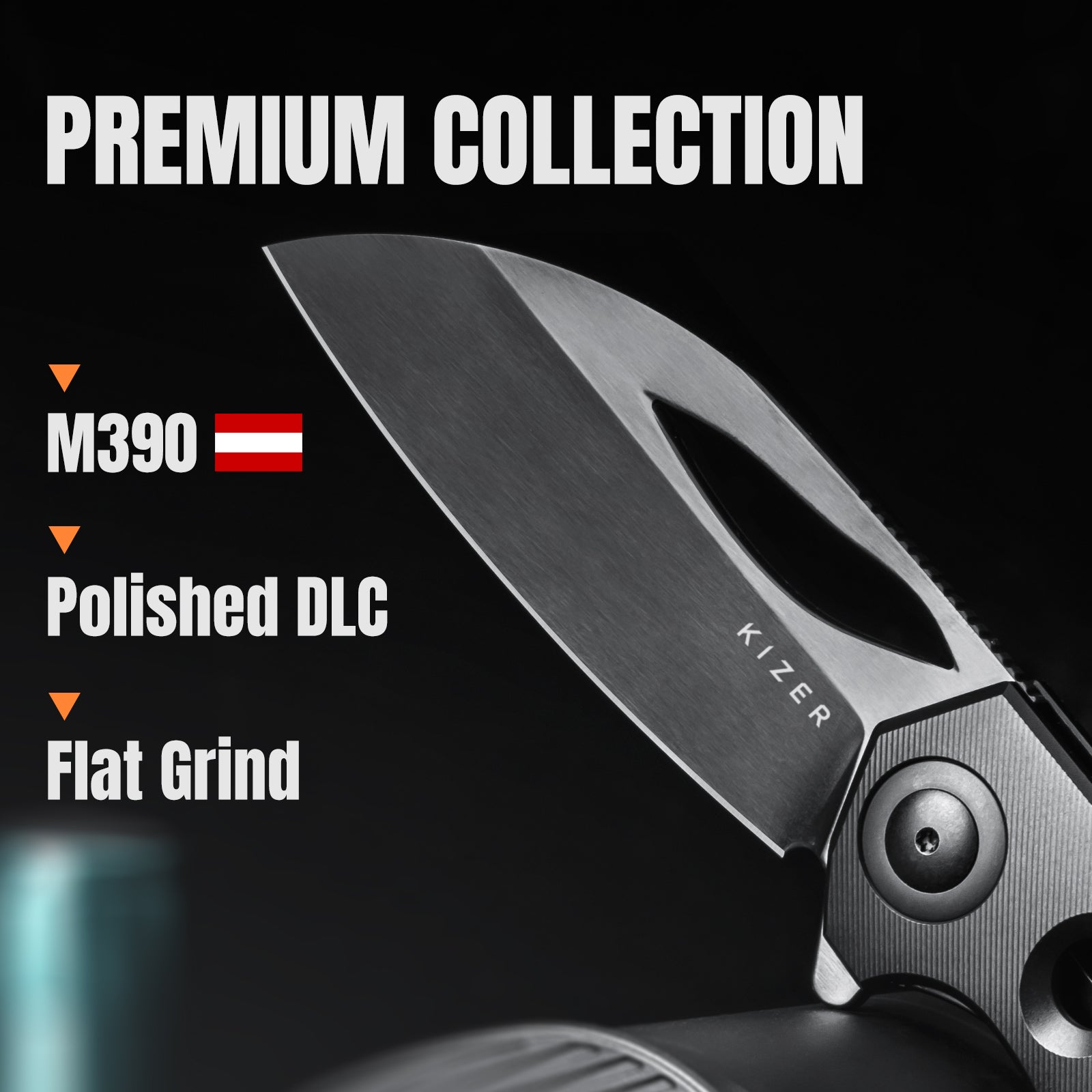 Hawk | M390 Polished DLC | Titanium | KizerB™ 4683A1