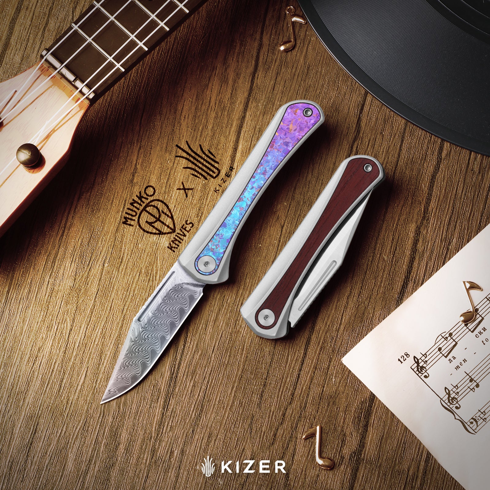 Melody | S35VN | Compound Grind | Aluminum & Panama Rosewood KizerB™ 3732A2
