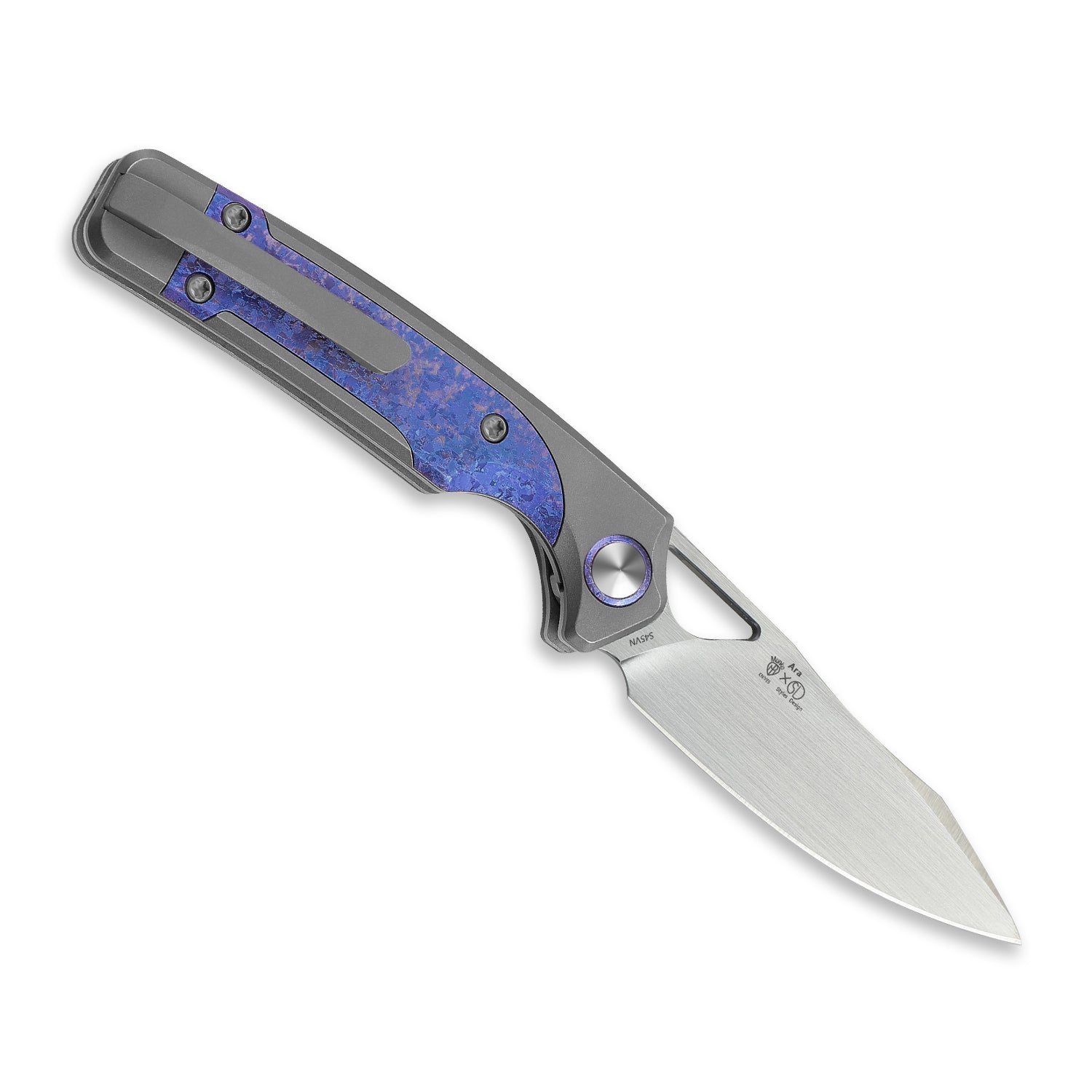 Ara | S45VN | Titanium & Purple Snowflake Titanium | KizerB™ 3729A3
