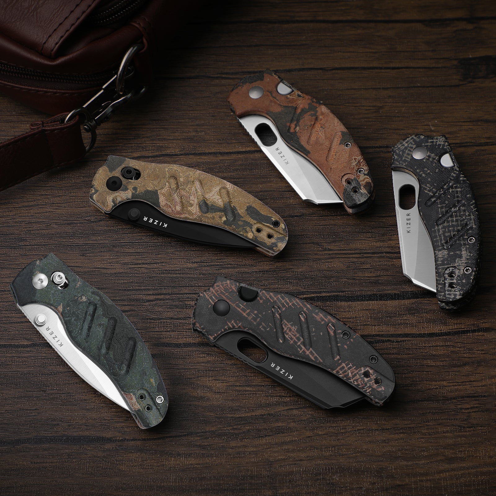 Sheepdog® C01C 2.9 CD | Current Micarta (Blue Burl Canvas) | Kizer Clutch Lock™ | Nitro-V | KizerV™ 3488.29CDA3