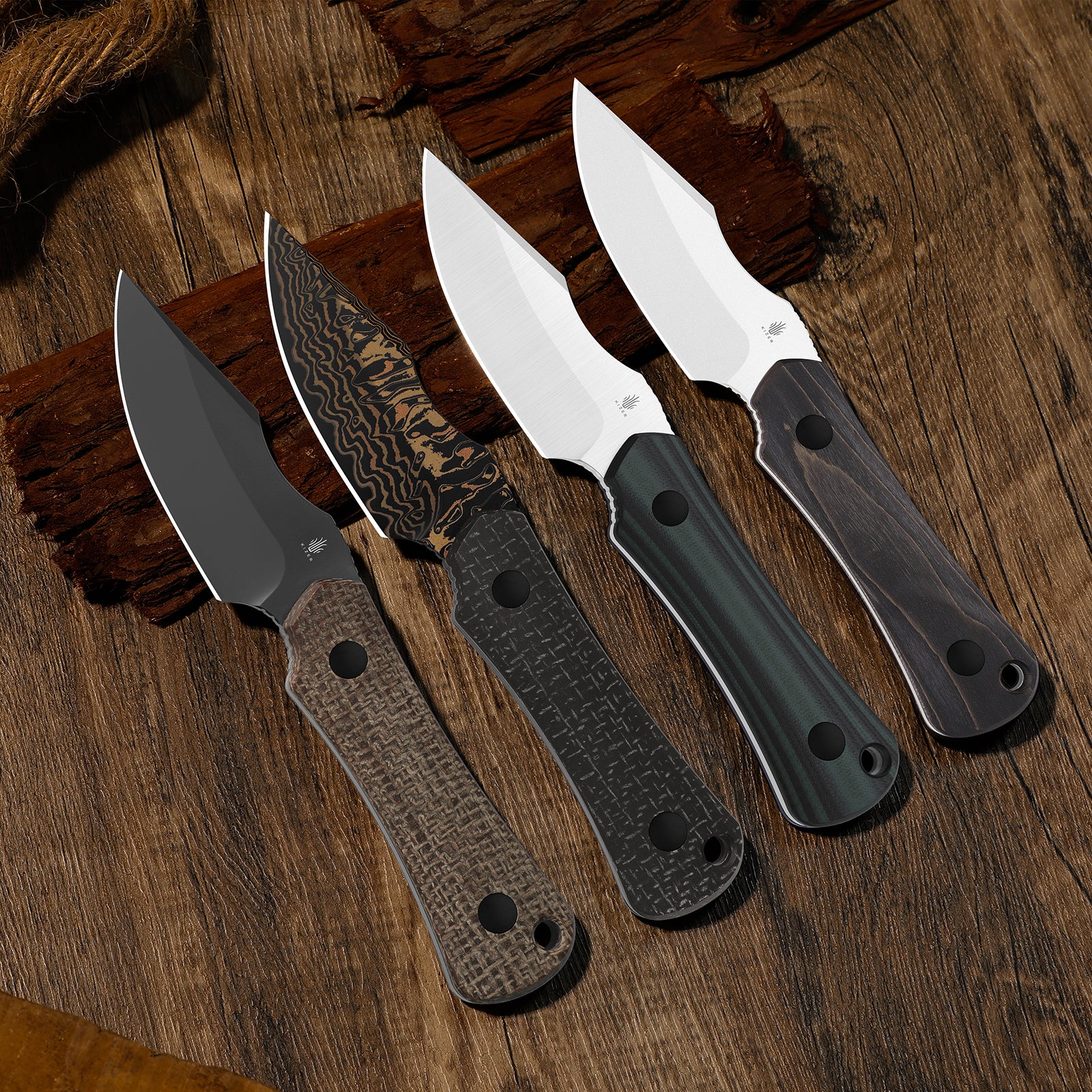 Bone | Copper Damascus + Acid-Washed | Micarta | KizerB™ 1122A2