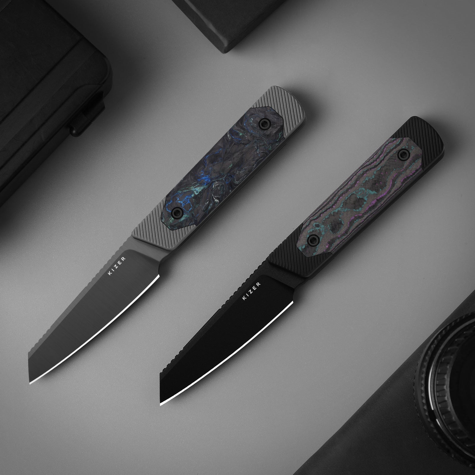 Hallow | Aluminium + Camo Carbon JAZZ | CPM 10V | KizerB™ 1123A1