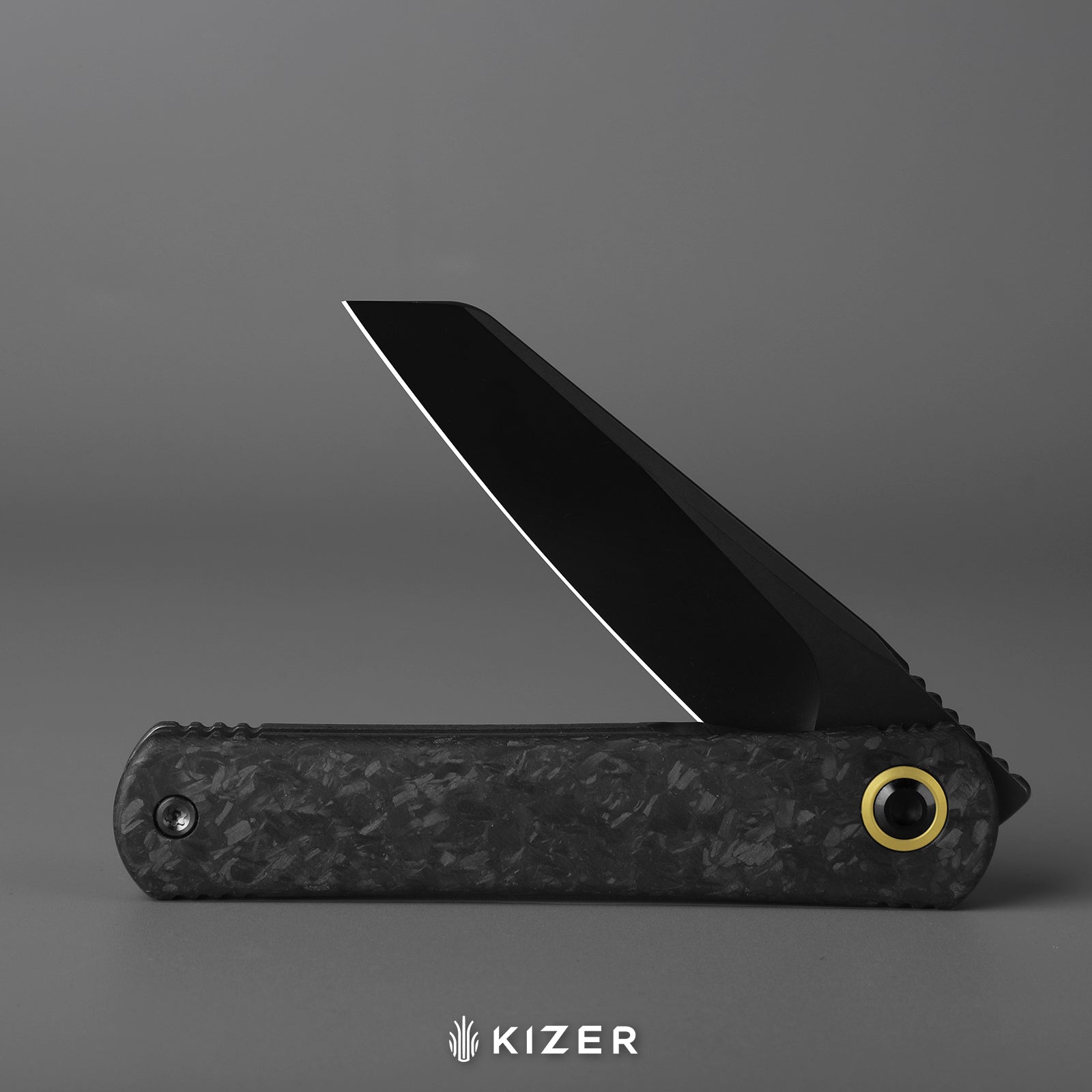 Feist 3 | CPM S90V + Stonewashed & Flat Brushed | UV-Luminescent | Clip Point | Titanium & CamoCarbon Damtanium | KizerX™ 3499.3A2