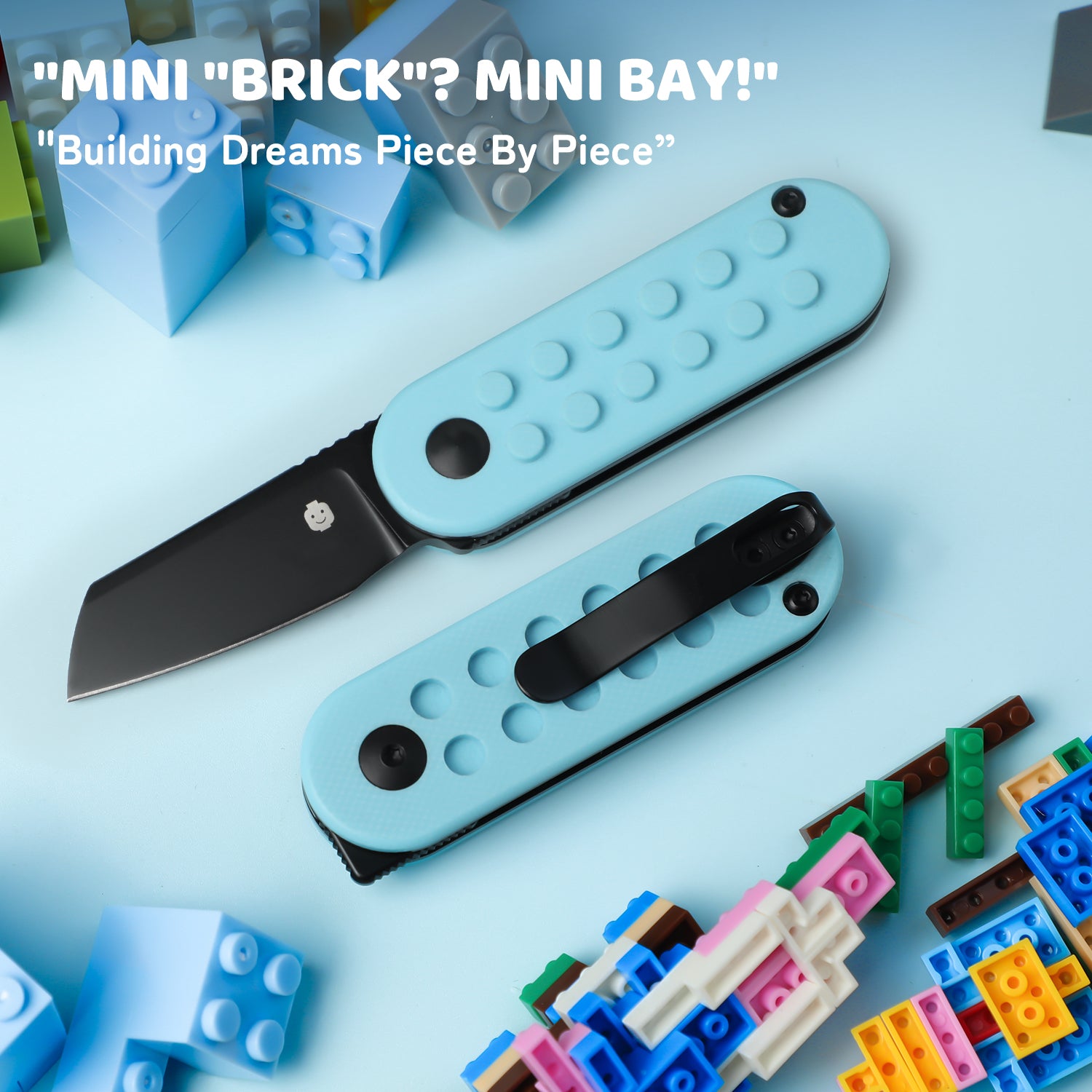 Mini Bay | 14C28N | Blue Brick G10 Handle | KizerV™ 2583A2