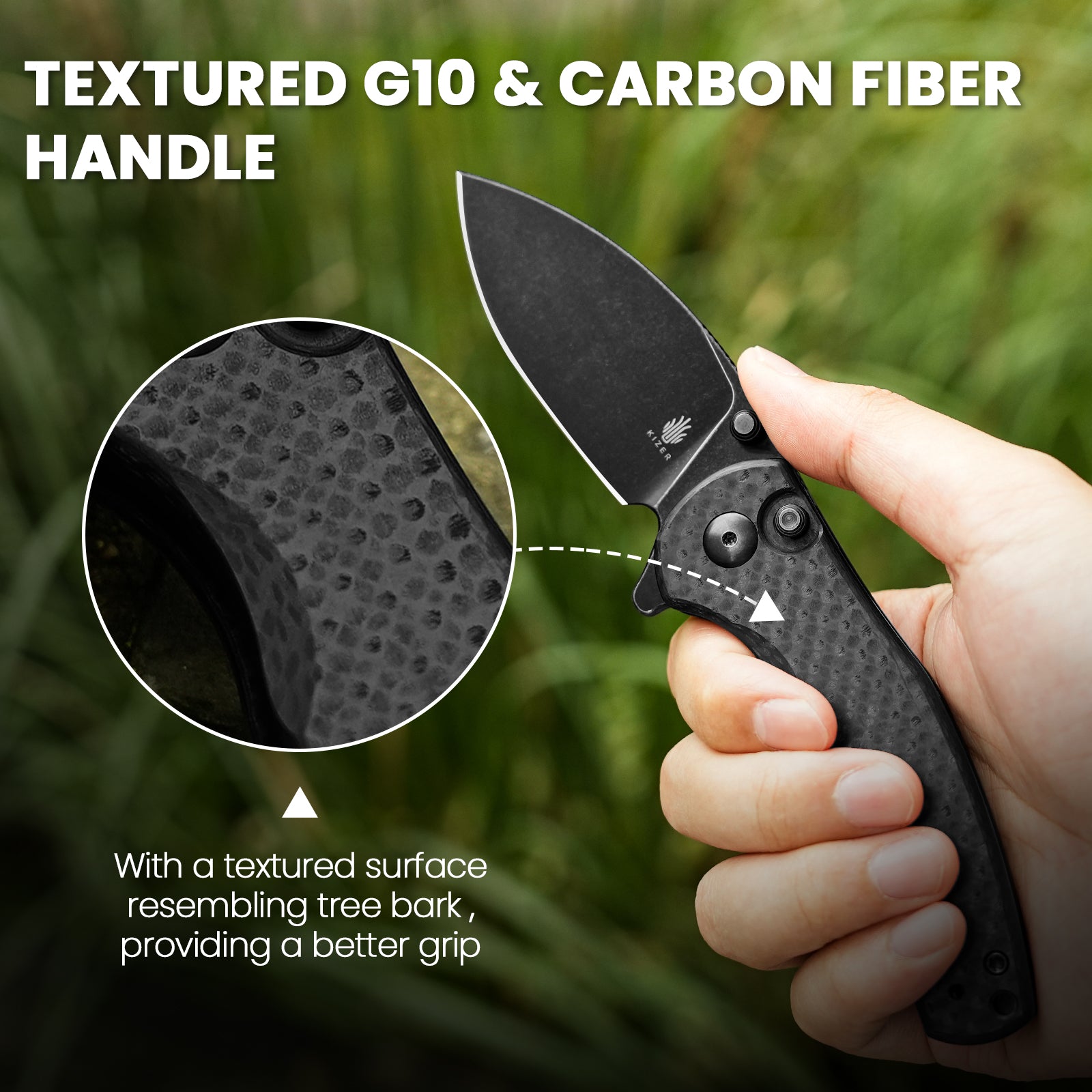 Mini Grouper | Nitro V | G10 & Carbon Fiber | KizerV™ 3669A2