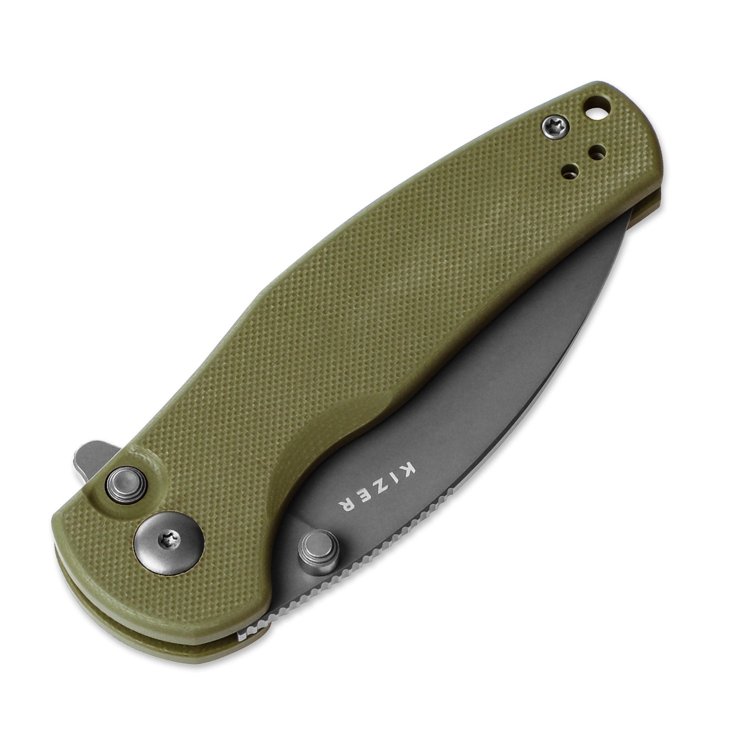 Mini Grouper | D2 | Olive Green G10 | KizerV™ 3669A3