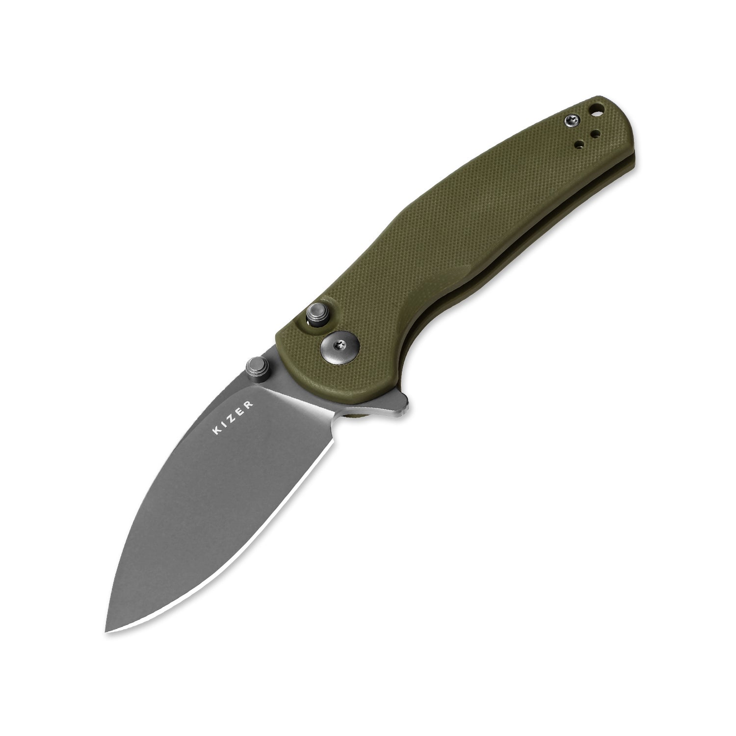Mini Grouper | D2 | Olive Green G10 | KizerV™ 3669A3