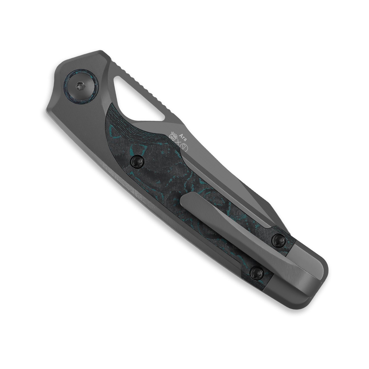Ara | S45VN | Titanium & Camo Carbon Brittany Blue | KizerB™ 3729A2
