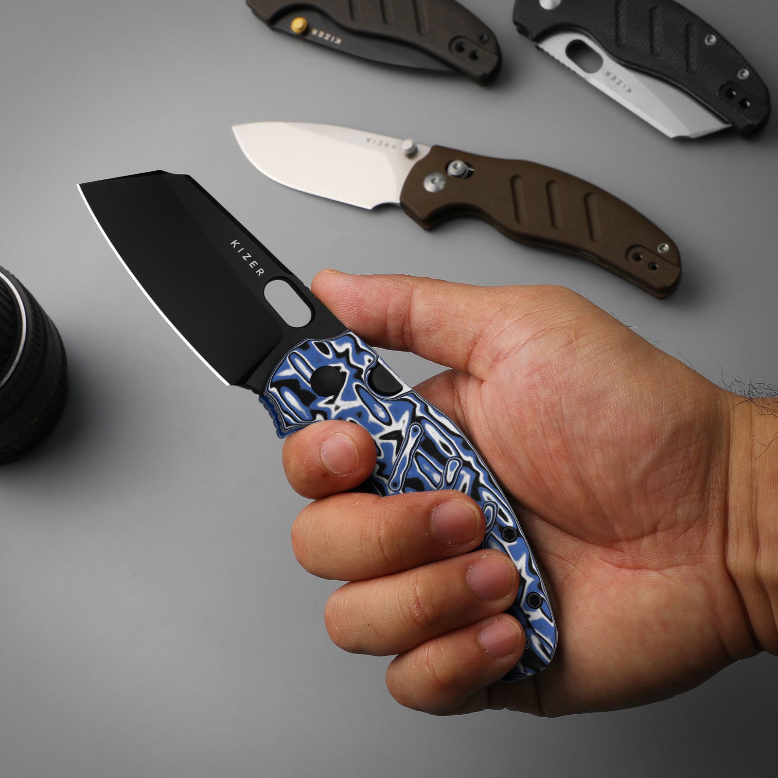 Sheepdog® C01C 2.9 BS | Kizer Button Liner Lock™ | Nitro-V | Vortex Pattern Micarta | PVD Coating | KizerV™ 3488.29BSA1