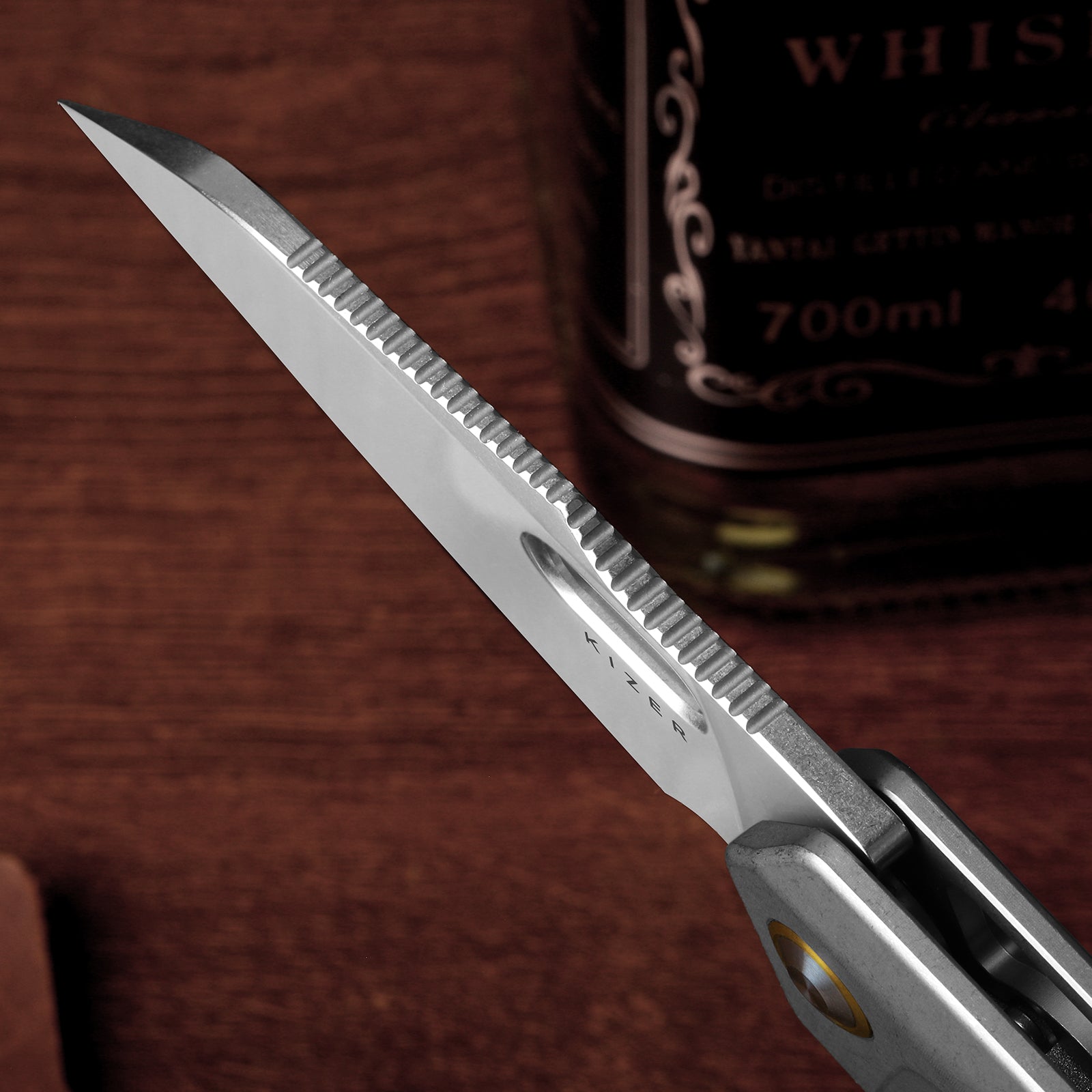 Takahe | Titanium Handle | Gold Pivot Collar | Matte DLC Ultra | KizerB™ 3701A2