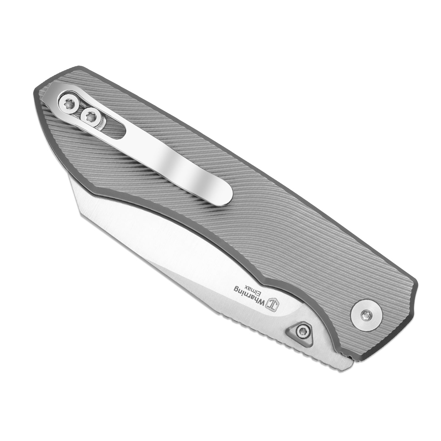 Exclusive Kizer Wharning Folding Knife Textured Titanium Handle Satin Elmax Sheepsfoot Ki3738E1