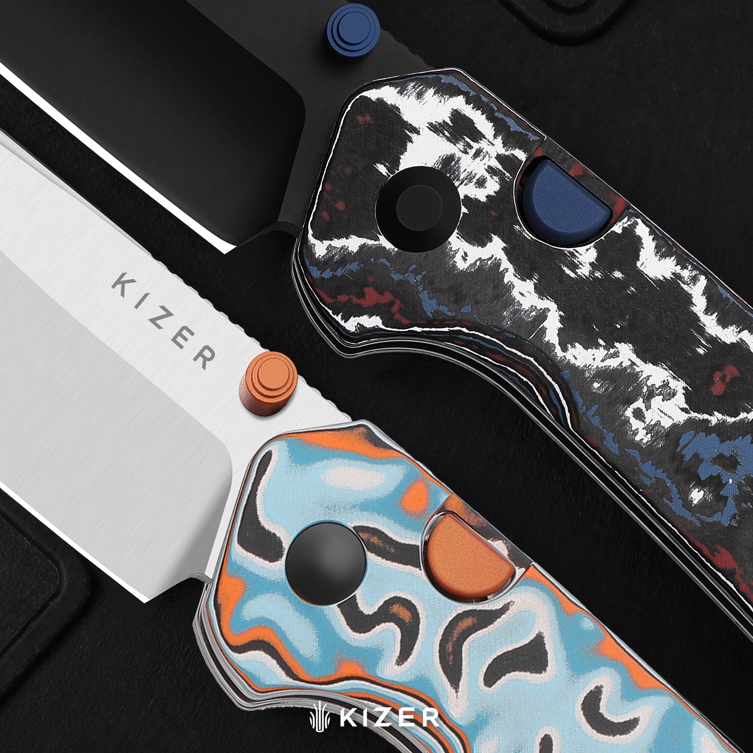 Madrac | Kizer Button Liner Lock™ | Micarta With Vortex Pattern | 14C28N + Flat Grind | KizerV™ 3693BSA2