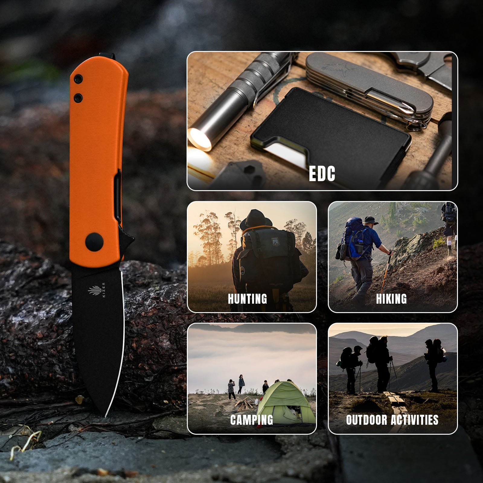 Yorkie | Nitro-V | Orange G10 . 2.58 " Black | KizerV™ 3525A2