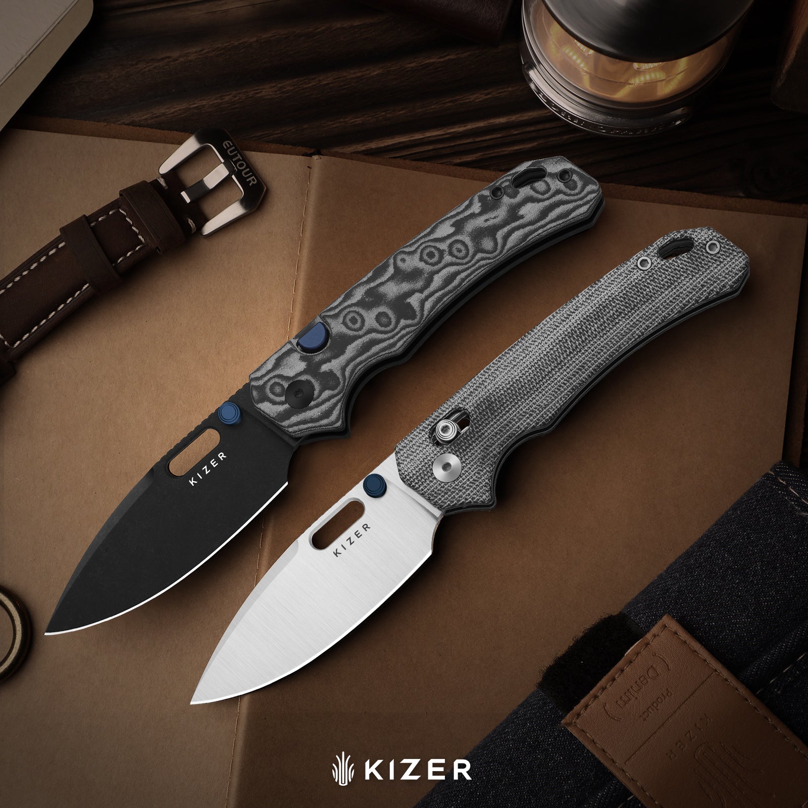 Outposter | Kizer Clutch Lock™ | Norplex UltreX™ Micarta | Nitro-V + Satin | KizerV™ 3802CDA1