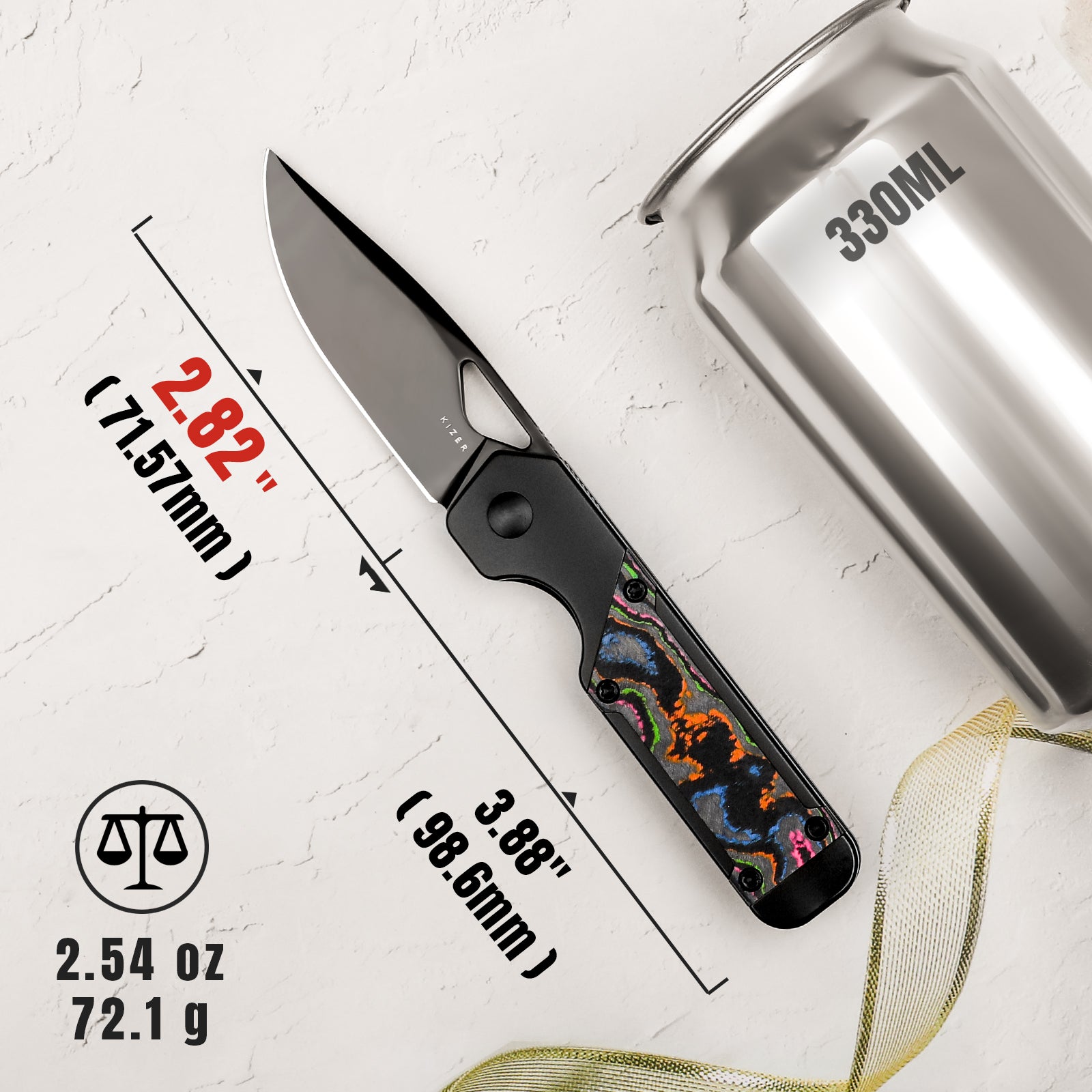 Mini Militaw® | M390 | Titanium+Camo Carbon| DLC | KizerB™ 3634SA1