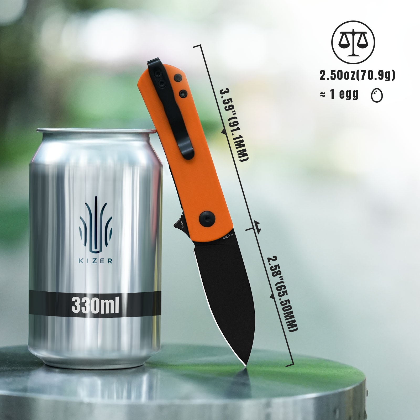 Yorkie | Nitro-V | Orange G10 . 2.58 " Black | KizerV™ 3525A2