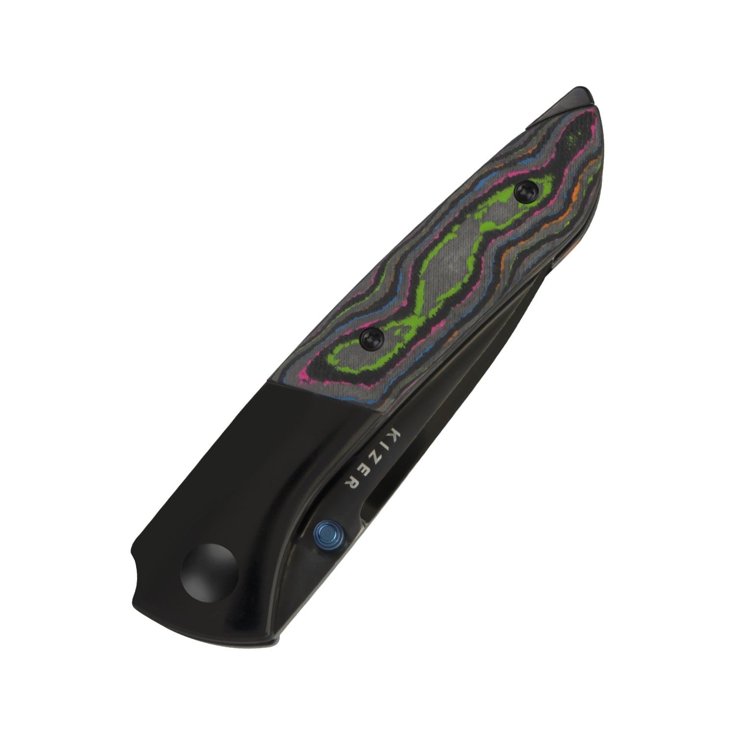 Spitfire | S35VN | Polished DLC | Titanium & Camo Carbon 80's | KizerB™ 3690A2