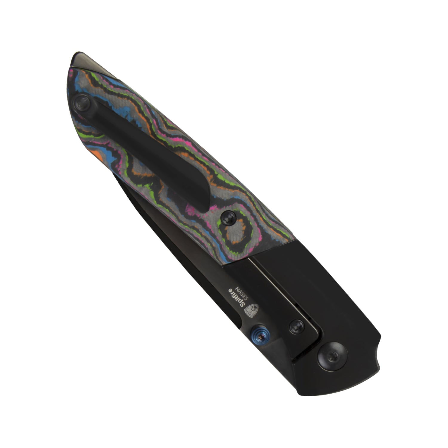 Spitfire | S35VN | Polished DLC | Titanium & Camo Carbon 80's | KizerB™ 3690A2