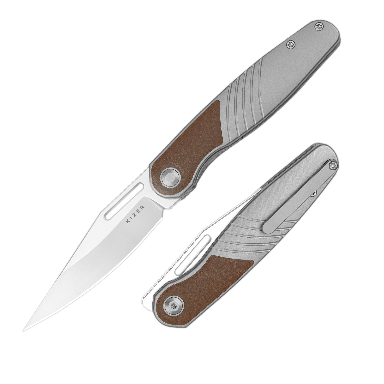 Raze | S45VN | Titanium & Leather | KizerB™ 3720A2