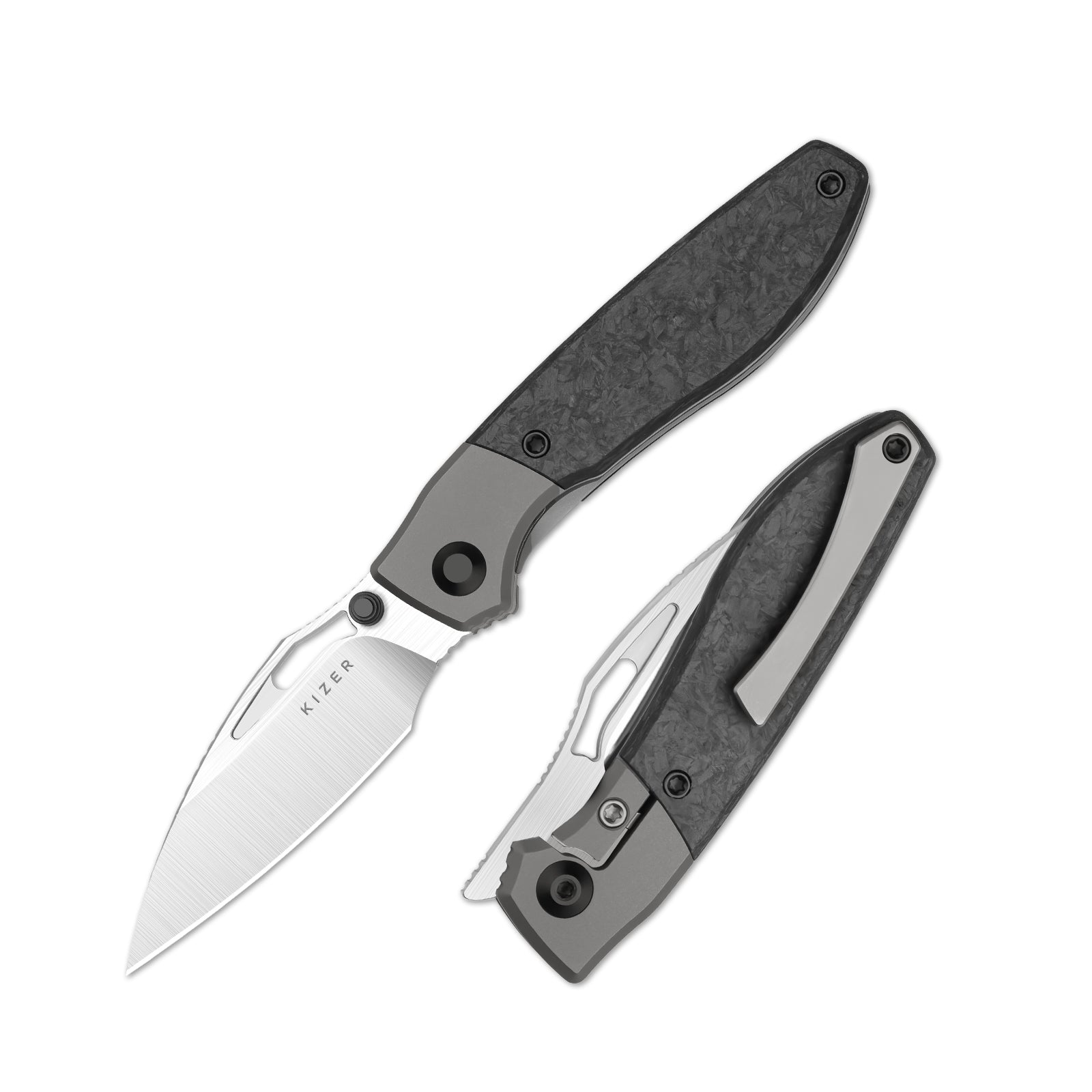 Shrike | S45VN | Titanium & Carbon Fiber | Front Flipper | KizerB™ 3746A1