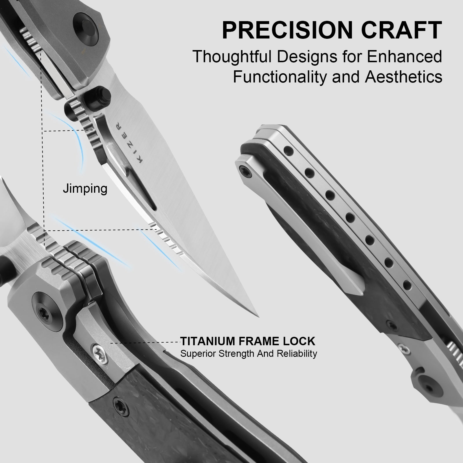 Shrike | S45VN | Titanium & Carbon Fiber | Front Flipper | KizerB™ 3746A1