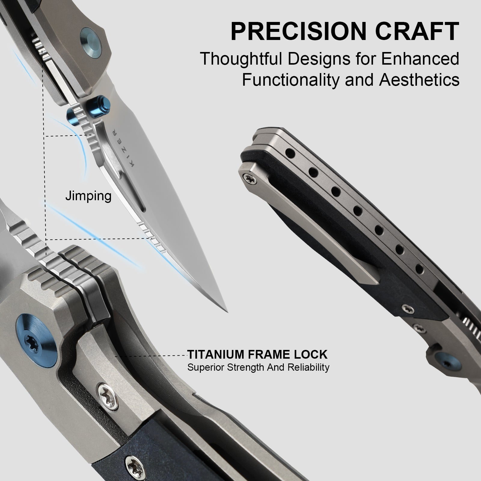 Shrike | S45VN | Titanium & Richlite | Front Flipper | KizerB™ 3746A3