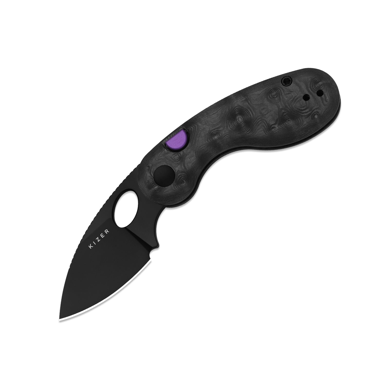 Microbe™ | 5Th Pocket Knife | Kizer Button Liner Lock™ | Fat Carbon Black Dune Handle | KizerB™ 2742A3