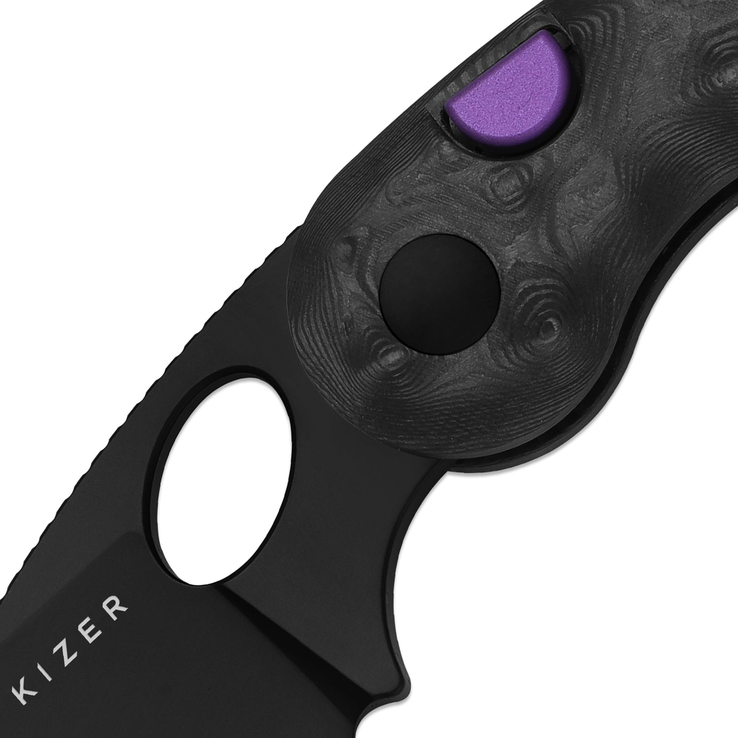 Microbe™ | 5Th Pocket Knife | Kizer Button Liner Lock™ | Fat Carbon Black Dune Handle | KizerB™ 2742A3